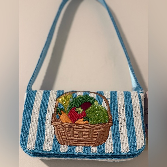 Striped Vegetable Beaded Bag - Picture 3 of 6